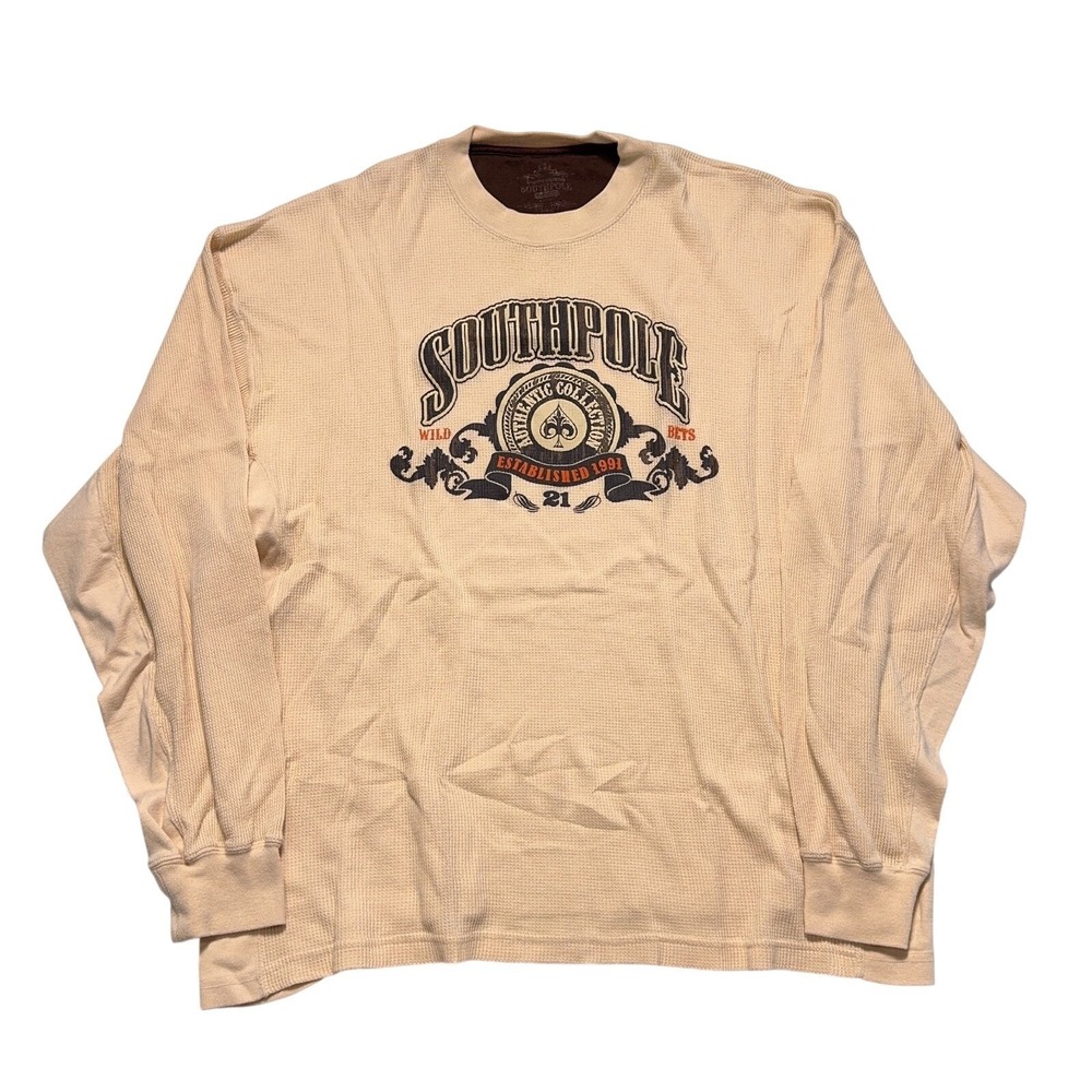 Vintage Southpole‎ Thermal Long Sleeve Shirt Mens XXL Brown Y2K Oversized
